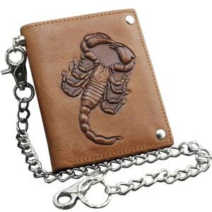 New Men's wallet Biker Trucker Leather Wallet SCORPION